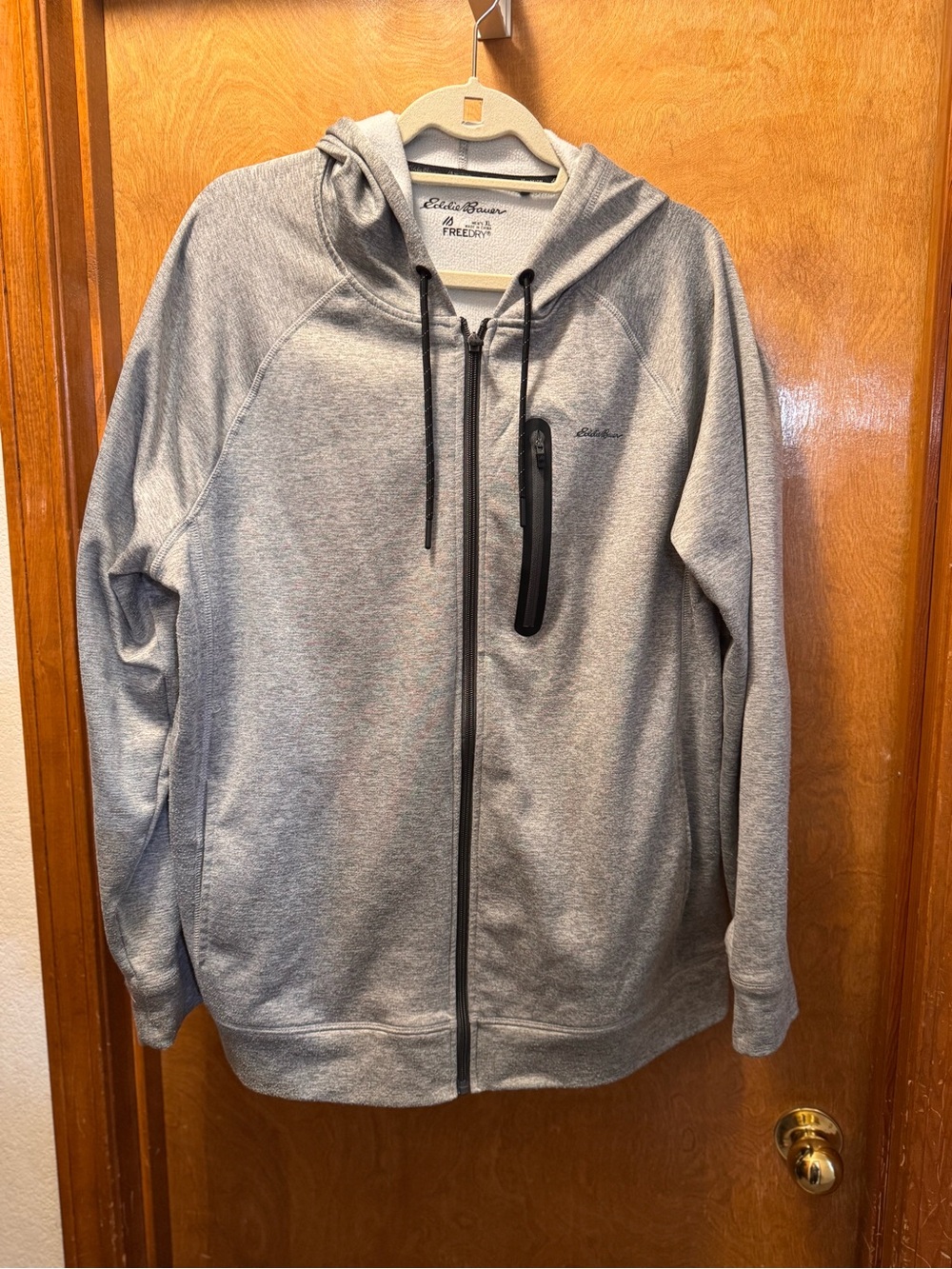 Eddie Bauer Hoodie Sweatshirt Men's Sz XL FreeDry Gray Full Zip Fleece Lined